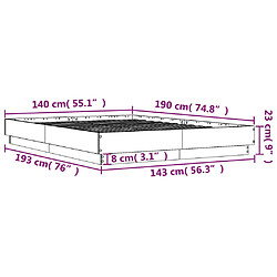 Acheter Vidaxl Cadre de lit Blanc 140x190 cm bois d'ingénierie