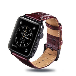 Avis Wewoo Bande de montre en cuir véritable d'autruche pour Apple Watch Series 3 & 2 & 1 42mm Vin Rouge