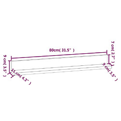 vidaXL Étagères murales 2 pcs Noir 80x11x9 cm Bois de pin massif pas cher