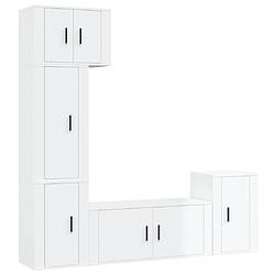 Maison Chic Ensemble de meubles TV 5 pcs pour salon - Blanc brillant Bois d'ingénierie -MN41383