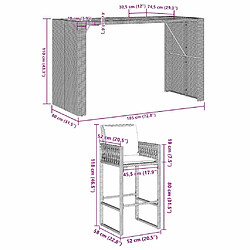 vidaXL Ensemble de bar de jardin 5 pcs avec coussins noir poly rotin pas cher