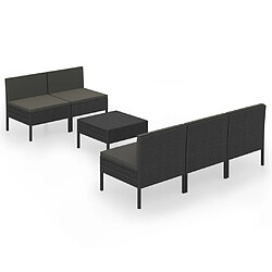 vidaXL Salon de jardin 6 pcs avec coussins résine tressée noir