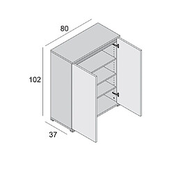 Kiamami Valentina ARMOIRE POLYVALENTE EFFET BOIS D'ORME 2 PORTES