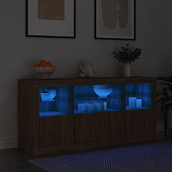 Maison Chic Commode Buffet - Meuble de rangement avec lumières LED chêne marron 142,5x37x67 cm -GKD76400