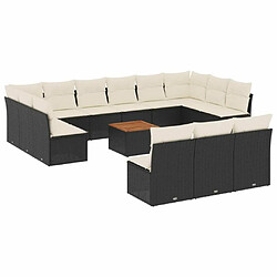 Maison Chic Salon de jardin avec coussins 14 pcs, Ensemble Tables et chaises de jardin, noir résine tressée -GKD382872