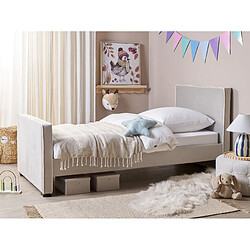 Beliani Lit en velours gris 90 x 200 cm TEENIE