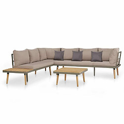 Maison Chic Salon de jardin 4 pcs - Table et chaises d'extérieur - Mobilier/Meubles de jardin Moderne et coussins Bois d'acacia solide Marron -MN25045