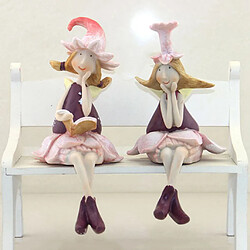 Acheter Belle Fée Plateau Sitter 12cm Chambre Jambes Pendantes Figurine Cabinet Décoration de Mariage Assis Fenêtre Statue Miniature Sculpture Ornement