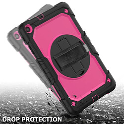 Coque en TPU + Silicone avec béquille et sangle noir/rose pour votre Samsung Galaxy Tab A 10.1 (2019) SM-T510/T515