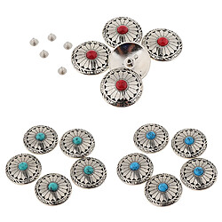 5pcs boutons floraux turquoises ronds à visser pour sacoche portefeuille rouge