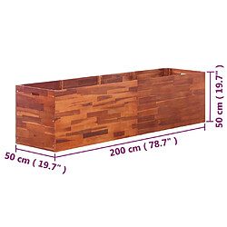 vidaXL Lit surélevé de jardin Bois d'acacia 200x50x50 cm pas cher