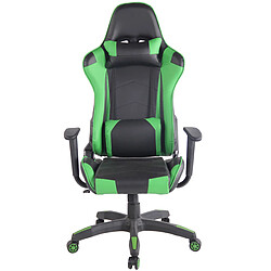 Decoshop26 Fauteuil de bureau design sportif mécanisme d'inclinaison coussins en PVC noir / vert 10_0002551