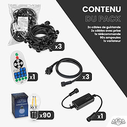 Acheter SkyLantern Guirlande Guinguette 30M Filament LED 90 Bulbes Dimmables Avec Variateur et Télécommande