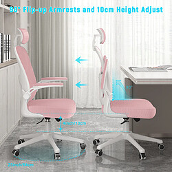 Acheter BIGZZIA Chaise de Bureau - Ergonomique Fauteuil avec 2D Accoudoirs, Hauteur Appui-tête Soutien Lombaire Dossier Règalable Rose