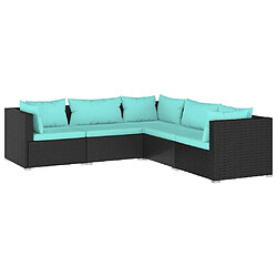 Maison Chic Salon de jardin 5 pcs + coussins - Mobilier/Meubles de jardin - Table et chaises d'extérieur Résine tressée Noir -MN86998