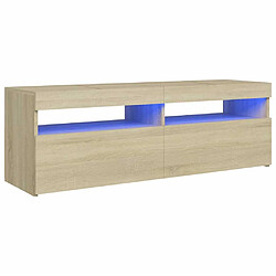 vidaXL Meuble TV avec lumières LED chêne sonoma 120x35x40 cm