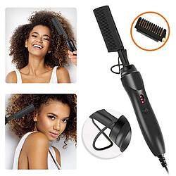 Universal Peigne chauffant 2 en 1, lisseur de cheveux noir, brosse de lissage de fer multifonction, peigne chaud, cheveux mouillés et secs | fer frisé