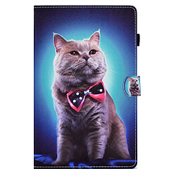 Etui en PU avec support et porte-cartes chat pour votre Lenovo M10 Plus