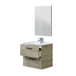 Avis Dansmamaison Meuble sous vasque 60 cm + vasque + miroir Chêne - BRABU