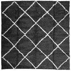 vidaXL Tapis shaggy à poils longs moderne noir et crème 120x120 cm