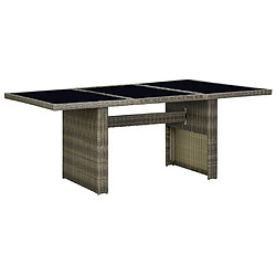 Maison Chic Table de jardin | Table d'extérieur Marron Résine tressée et verre trempé -GKD65533