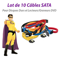 Lot x10 Câbles SATA Disque Dur Graveur DVD Serial-ATA E23714 Tailles Variables - Occasion