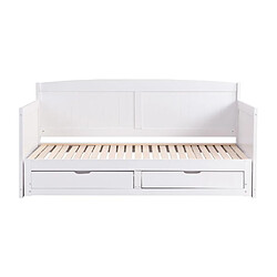 Vente-Unique Lit gigogne banquette 90 x 190 ou 180 x 190 cm - Avec sommier peigne et tiroirs - Pin et MDF - Blanc - DINIVA pas cher