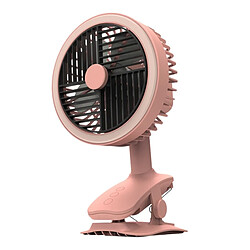 JJBRDZ-Ventilateur de Bureau USB, Ventilateur de Base à Clip Portable, Ventilateur Personnel Rechargeable, Ventilateur Réglable à Faible Bruit avec Lumière LED (Rose)