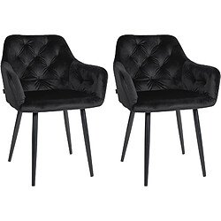 Decoshop26 Set de 2 chaises de salle à manger design moderne couture capitonné assise en velours noir 10_0001632