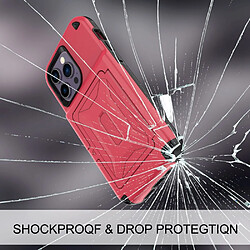 Coque en TPU + acrylique avec béquille et porte-carte pour votre iPhone 14 Pro - rouge