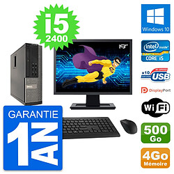 PC Dell 990 SFF Ecran 19" Intel i5-2400 RAM 4Go Disque Dur 500Go Windows 10 Wifi - Occasion