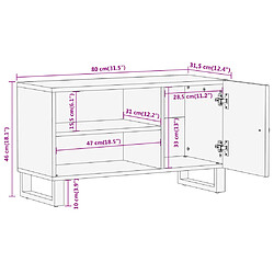 vidaXL Meuble TV marron et noir 80x31,5x46 cm bois massif de manguier pas cher