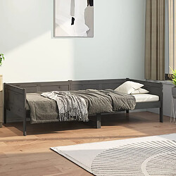 vidaXL Lit de jour sans matelas gris bois de pin massif 90x200 cm