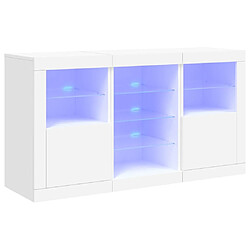 Maison Chic Commode Buffet - Meuble de rangement avec lumières LED blanc 123x37x67 cm -GKD78073