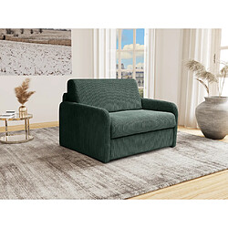 Vente-Unique Fauteuil convertible express en velours côtelé vert - Couchage 100 cm - NADOA