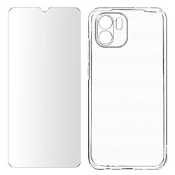 Avizar Coque pour Xiaomi Redmi A1 et A2 Silicone et Film Verre Trempé 9H transparent