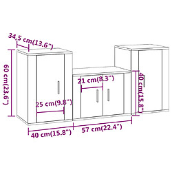 vidaXL Ensemble de meubles TV 3 pcs Blanc brillant Bois d'ingénierie pas cher