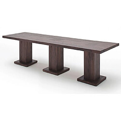 Table à manger en chêne massif patiné laqué mat - L.400 x H.76 x P.120 cm -PEGANE-