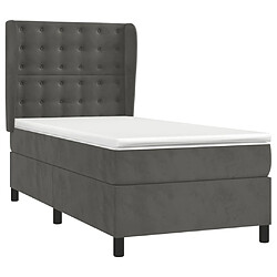 Avis Maison Chic Lit adulte- Lit + matelas,Sommier à lattes de lit et matelas Gris foncé 90x200 cm Velours -GKD28236