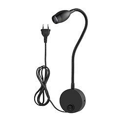 Wewoo Applique murale Luminaire 3W 160 LM 3000-3200K Noir Shell Flexible col de cygne LED Wall Mount lumière Lampe de lecture murale, obtenu la certification CE / FCC, longueur de de cygne: 30cm, Plug EU de livraison par défaut blanche