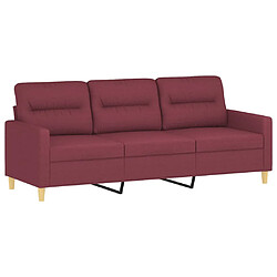 Avis vidaXL Ensemble de canapés 3 pcs avec coussins rouge bordeaux tissu