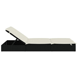 Maison Chic Chaise longue à 2 places avec coussins | Bain de soleil Relax | Transat noir résine tressée -GKD81958 pas cher