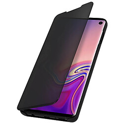 Avizar Housse Samsung Galaxy S10 Étui Miroir Clapet translucide Stand Vidéo noir