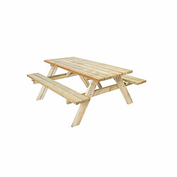 Table Pique-nique Bancs Pliables 200 Bois Traité Gardiun 198x154x74 cm 42 mm 6-8 Personnes