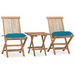 Maison Chic Mobilier à dîner 3 pcs pliable de jardin avec coussins - Ensemble table et chaises d'extérieur - Salon/Mobilier de jardin classique Teck -MN66247