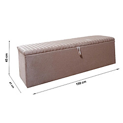 Avis Vivenla Banc bout de lit coffre avec rangement coloris beige design en velours L. 150 x P. 41 x H. 45 cm collection CAIRO