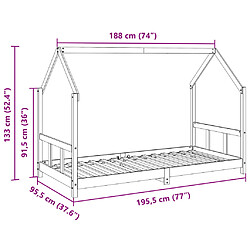 vidaXL Cadre de lit d'enfants cire marron 90x190 cm bois de pin massif pas cher