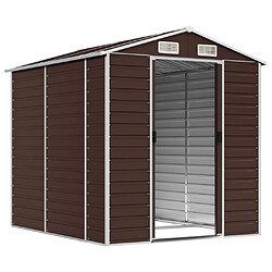 Helloshop26 Abri de jardin cabane cabanon maison de stockage remise extérieur hangar outils robuste 191 x 215 x 198 cm acier galvanisé marron 02_0022269