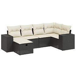 Maison Chic Ensemble Tables et chaises d'extérieur 6pcs avec coussins,Salon de jardin noir résine tressée -GKD649884