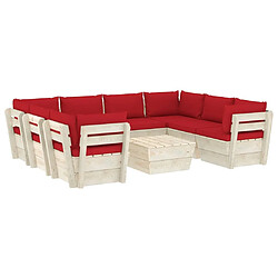 Maison Chic Salon de jardin palette 9 pcs avec coussins - Table et chaises d'extérieur - Mobilier/Meubles de jardin Moderne épicéa imprégné -MN31873